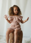 Lili | Corduroy Anglaise Romper | Café Au Lait