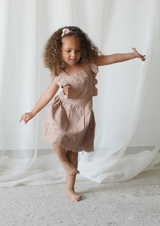 Chloé | Corduroy Cotton Anglaise Dress | Wistful Mauve