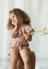Lili | Corduroy Anglaise Romper | Café Au Lait