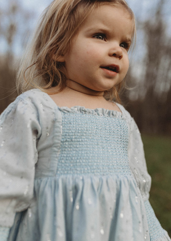 Harlow | Cotton Sparkle Dress | Baby Blue