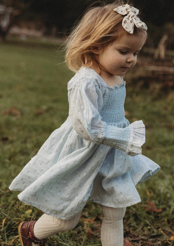 Harlow | Cotton Sparkle Dress | Baby Blue
