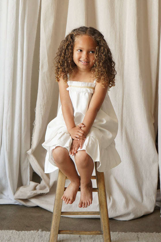 Civeta | Ruffle Tulle Embellished Satin Dress | Cream