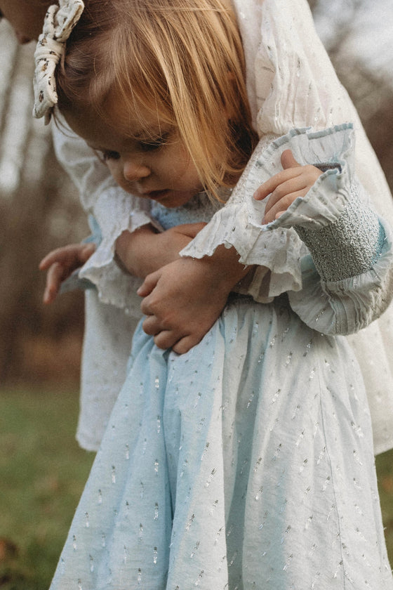 Harlow | Cotton Sparkle Dress | Baby Blue