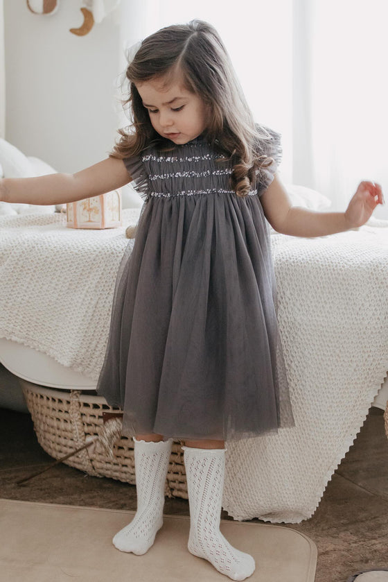 Scarlett | Cotton Tulle Dress | Sleet Gray