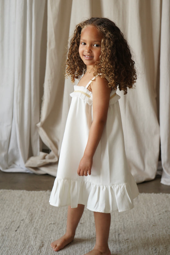 Civeta | Ruffle Tulle Embellished Satin Dress | Cream