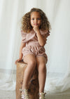 Lili | Corduroy Anglaise Romper | Café Au Lait