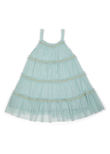 Wisteria | Embellished Tulle Frill Dress | Cyan – Le Petit Lapin
