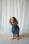 Elea | Corduroy Cotton Anglaise Dress | Vintage Blue