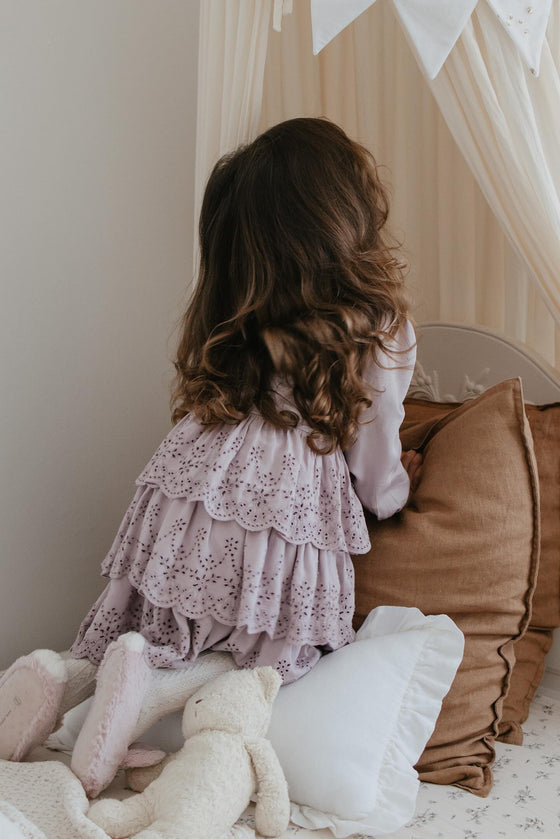 Amelia | Sateen Anglaise Dress | Lilac