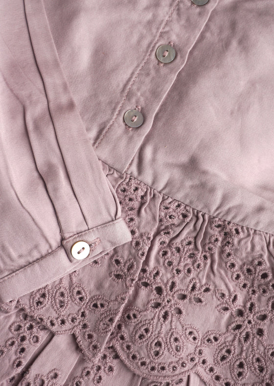 Amelia | Sateen Anglaise Dress | Lilac