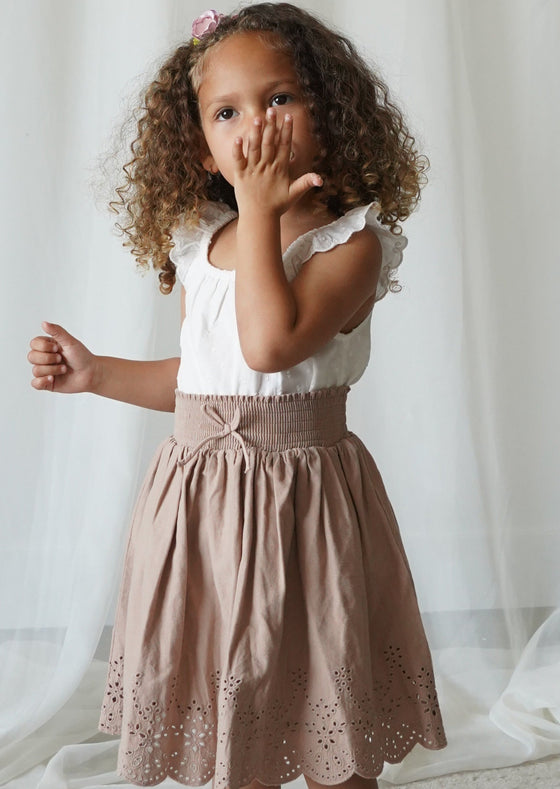Noemiè | Anglaise Corduroy Skirt | Monkfruit