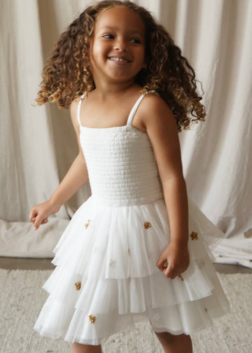 Cilia | Cotton Embellished Star Tutu Dress | Cream Cilia | Cotton Embellished Star Tutu Dress | Cream