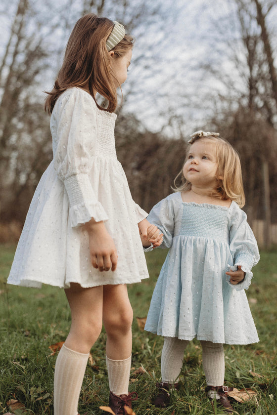Harlow | Cotton Sparkle Dress | Baby Blue