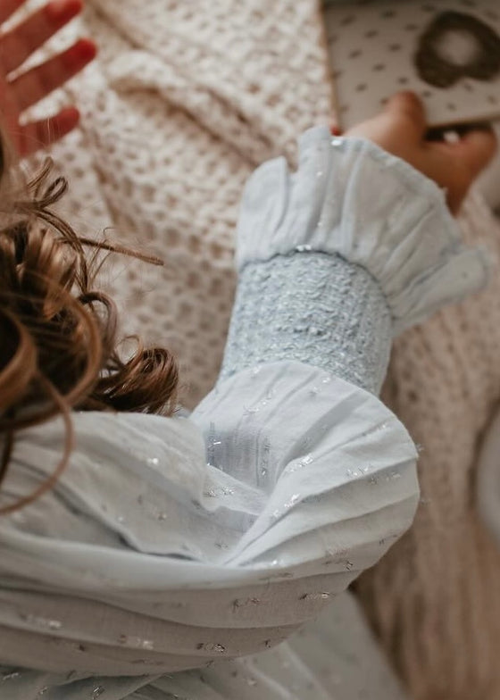 Harlow | Cotton Sparkle Dress | Baby Blue