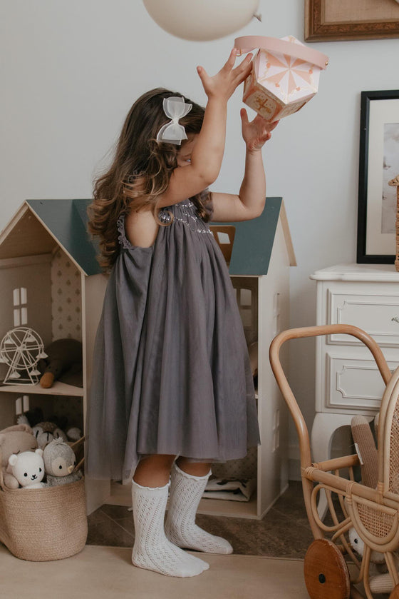 Scarlett | Cotton Tulle Dress | Sleet Gray