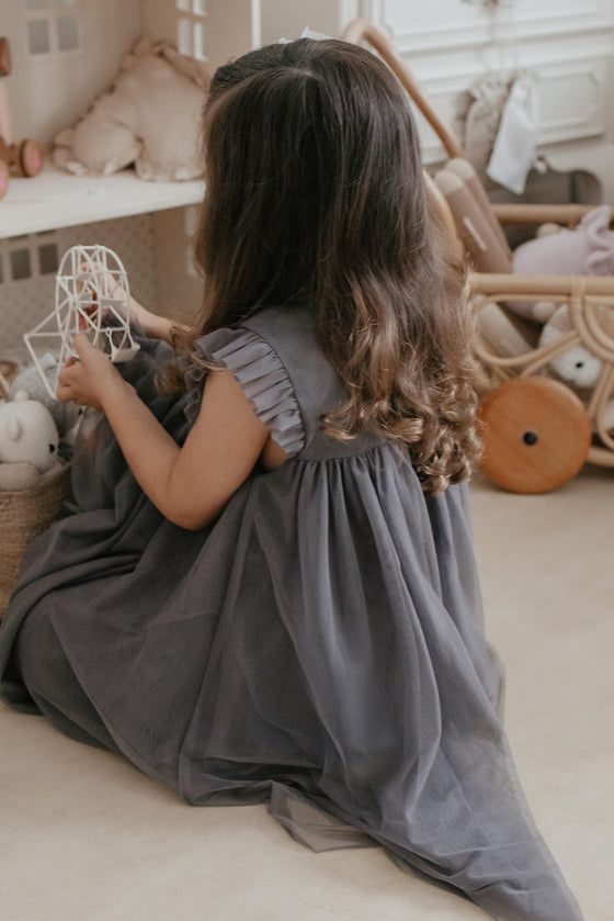 Scarlett | Cotton Tulle Dress | Sleet Gray