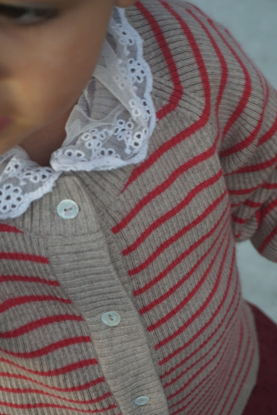 Cashmere Cardigan | Red/Beige