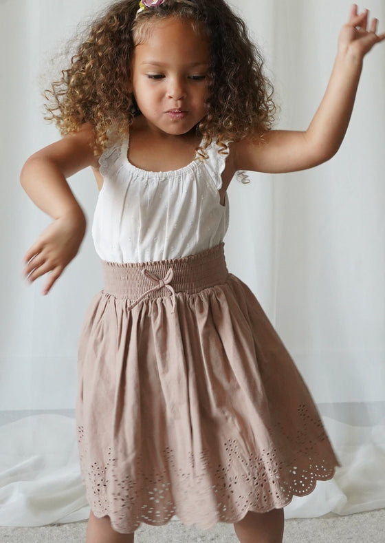 Noemiè | Anglaise Corduroy Skirt | Monkfruit