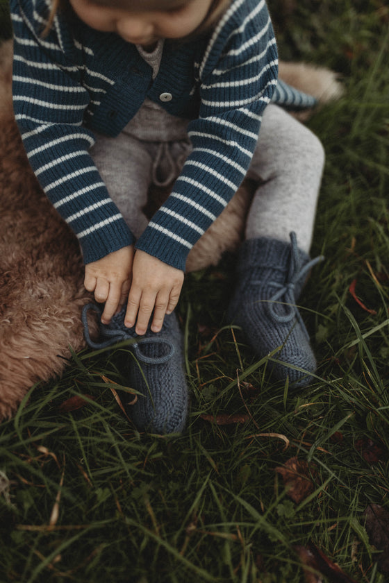 Cashmere Cardigan | Navy/Creme
