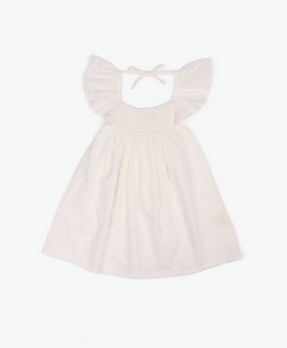 Haven | Swiss Dot Flare Dress | Antique Ivory