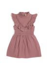 Esmée | Muslin Cotton Ruffle Dress | Mauve Wine