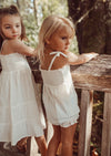 Gabrielle | Swiss Dot Embroidered Romper | Antique Ivory